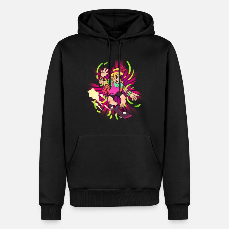 Fille sur skateboard - Sweat à capuche Premium bio Homme - noir