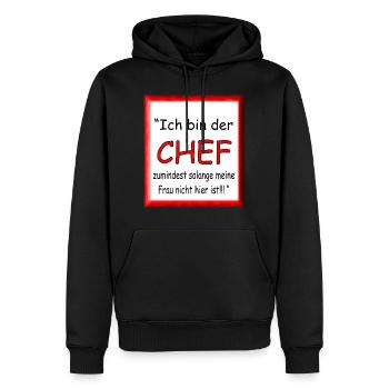 Ich bin der Chef - Männer Premium Bio Hoodie - Schwarz - Vorne - Nico (187cm)