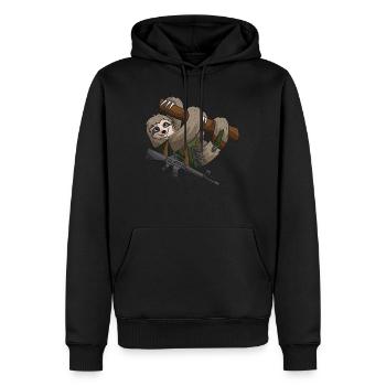 Soldier Private Sloth Military Army Gift - Men’s Premium Organic Hoodie - black - Front - Nico (187cm)