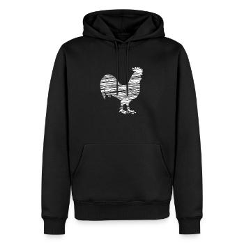 Hahn - Männer Premium Bio Hoodie - Schwarz - Vorne - Nico (187cm)