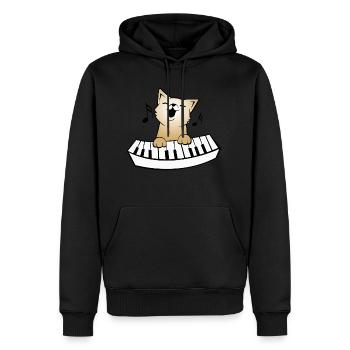 Katze am Klavier, geschenk piano musik katzen - Männer Premium Bio Hoodie - Schwarz - Vorne - Nico (187cm)