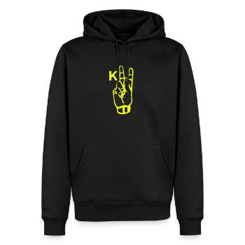 Ein goldenes Handzeichen - Männer Premium Bio Hoodie - Schwarz - Vorne - Nico (187cm)