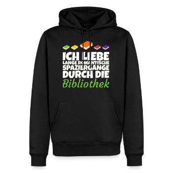 Romantische Spaziergänge durch die Bibliothek - Männer Premium Bio Hoodie - Schwarz - Vorne - Nico (187cm)