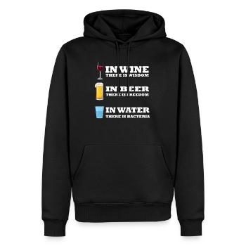 dans le vin T-shirts drôles bière et vin - Sweat à capuche Premium bio Homme - noir - Devant - Nico (187cm)