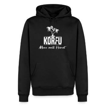 Corfu Home Island Love Gift - Men’s Premium Organic Hoodie - black - Front - Nico (187cm)