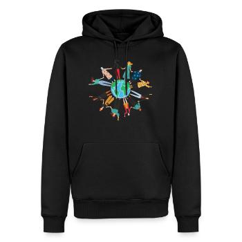 Frauen der Welt vereinigt euch Feminismus Tag - Männer Premium Bio Hoodie - Schwarz - Vorne - Nico (187cm)