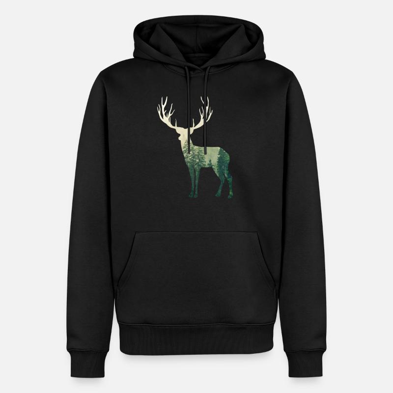 Forêt de cerfs - Sweat à capuche Premium bio Homme - noir