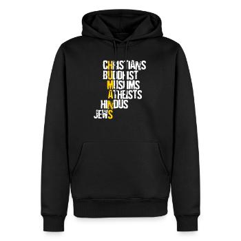 Humans - alle Menschen sind gleich - Männer Premium Bio Hoodie - Schwarz - Vorne - Nico (187cm)