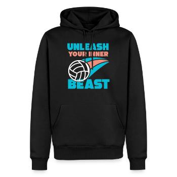 Halle Volleyball Équipe - Sweat à capuche Premium bio Homme - noir - Devant - Nico (187cm)
