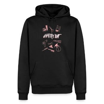 Coiffeur coiffeur coiffeur - Sweat à capuche Premium bio Homme - noir - Devant - Nico (187cm)