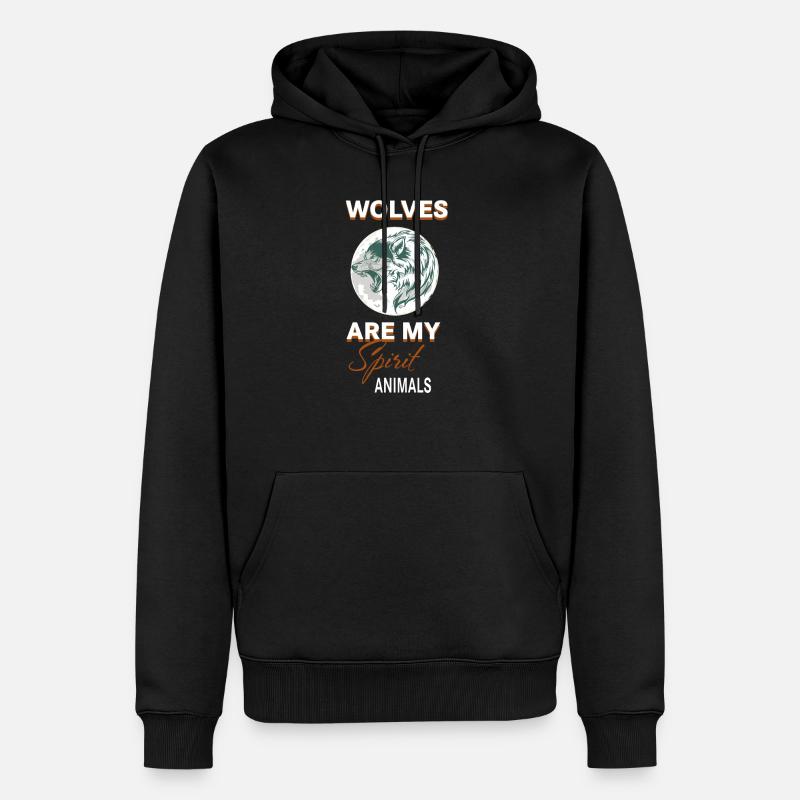 Loups - Sweat à capuche Premium bio Homme - noir
