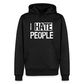 Je déteste les gens - Sweat à capuche Premium bio Homme - noir - Devant - Nico (187cm)