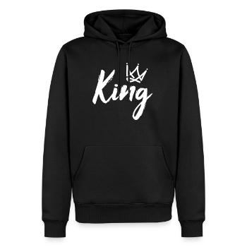 Paar Partnerlook King - Männer Premium Bio Hoodie - Schwarz - Vorne - Nico (187cm)