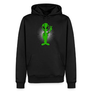 Alien Peacezeichen - Männer Premium Bio Hoodie - Schwarz - Vorne - Nico (187cm)