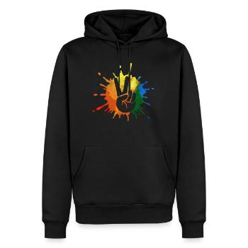 Mouvement de paix - Sweat à capuche Premium bio Homme - noir - Devant - Nico (187cm)