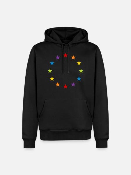 LGBT Gay Pride Sterne Regenbogen Europa Flagge EU - Männer Premium Bio Hoodie - Schwarz