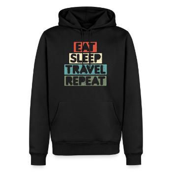 Tourists Traveller Manger Sleep Travel Repeat - Sweat à capuche Premium bio Homme - noir - Devant - Nico (187cm)