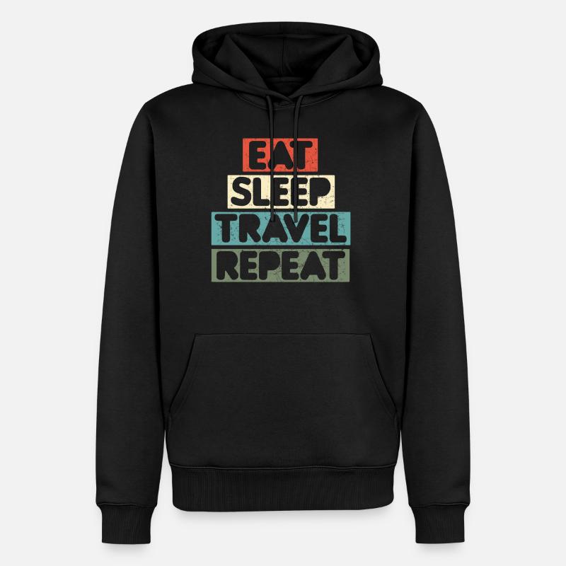 Manger sommeil répéter répéter - Sweat à capuche Premium bio Homme - noir