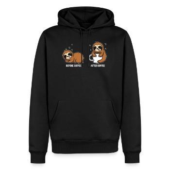 Faultier Kaffee lustige niedlichen Tiere - Männer Premium Bio Hoodie - Schwarz - Vorne - Nico (187cm)