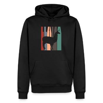 Llama Alpaca Rétro Drôle d’animaux - Sweat à capuche Premium bio Homme - noir - Devant - Nico (187cm)