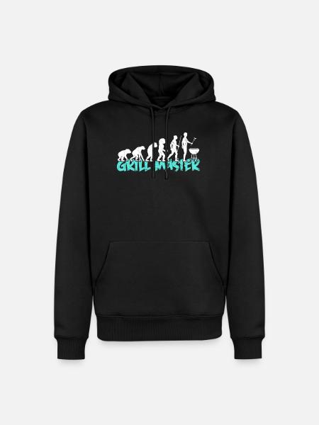 Grillkönig Evolution Grillmeister Grillsaison - Männer Premium Bio Hoodie - Schwarz