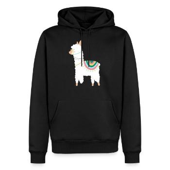 LAMA ALPAKA Symbol Baby Festival - Sweat à capuche Premium bio Homme - noir - Devant - Nico (187cm)