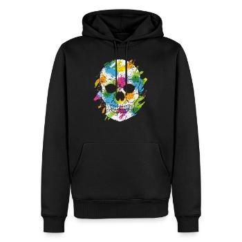 Watercolor Skull Skull Colors Colorful Horror - Men’s Premium Organic Hoodie - black - Front - Nico (187cm)