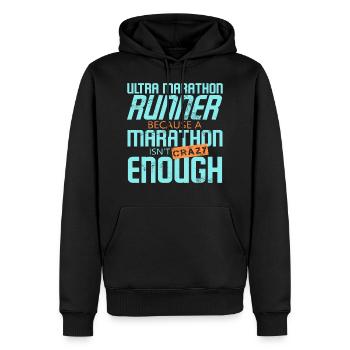 Ultra marathon - Sweat à capuche Premium bio Homme - noir - Devant - Nico (187cm)