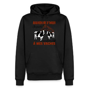 Kuh Shirt • Meine Kühe • Geschenkkuh - Männer Premium Bio Hoodie - Schwarz - Vorne - Nico (187cm)