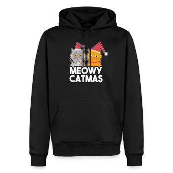 Chat de Noël chaton kitty chat ami - Sweat à capuche Premium bio Homme - noir - Devant - Nico (187cm)
