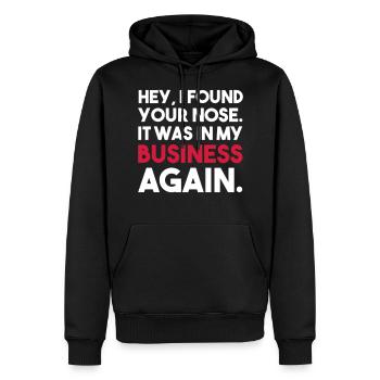 HÉ, I FOUND YOUR NOSE DANS MON CADEAU D’AFFAIRES - Sweat à capuche Premium bio Homme - noir - Devant - Nico (187cm)