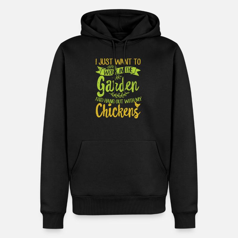 Gartenarbeit und Hühner - Männer Premium Bio Hoodie - Schwarz
