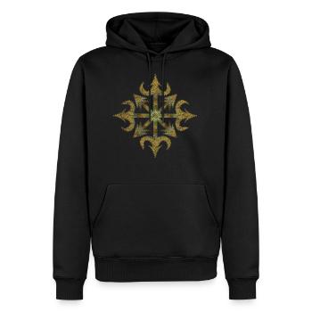 Chaos, étoile, symbole, flèche, chaos magie - Sweat à capuche Premium bio Homme - noir - Devant - Nico (187cm)