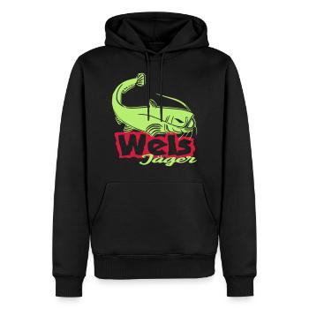 Welsjaegertrend - Männer Premium Bio Hoodie - Schwarz - Vorne - Nico (187cm)