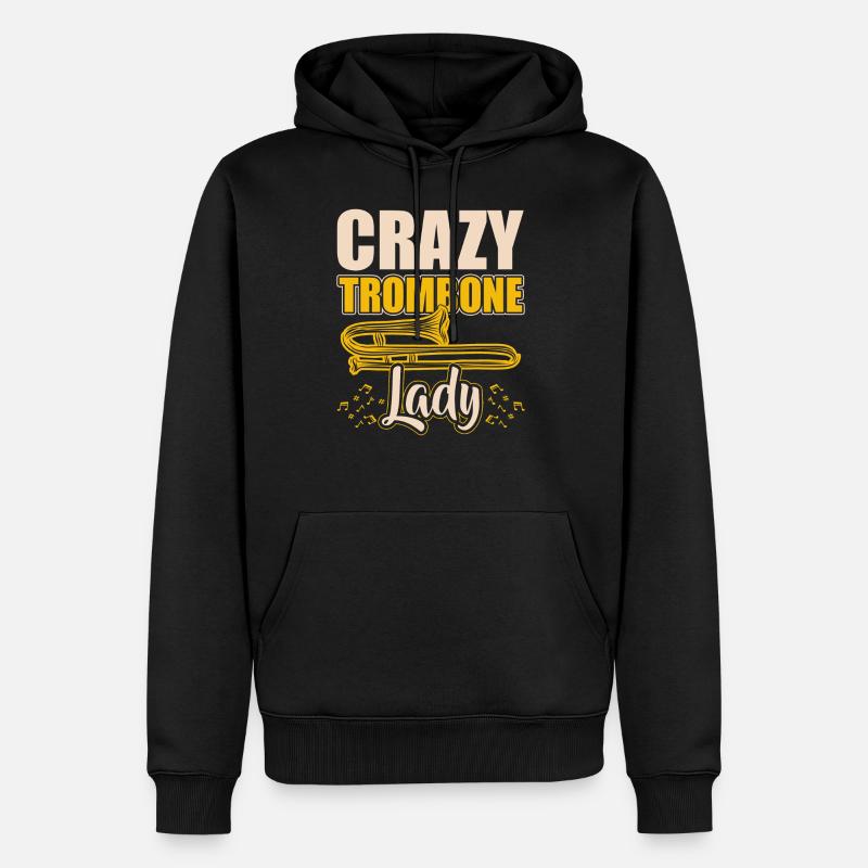 Crazy Trombone Lady Trombone Trombone - Sweat à capuche Premium bio Homme - noir
