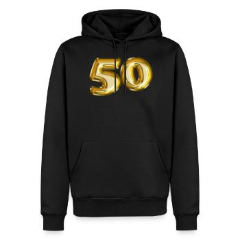 50 anniversaire de l’écriture de ballon-diapositives - Sweat à capuche Premium bio Homme - noir - Devant - Nico (187cm)