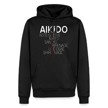 Aïkido - Sweat à capuche Premium bio Homme - noir - Devant - Nico (187cm)