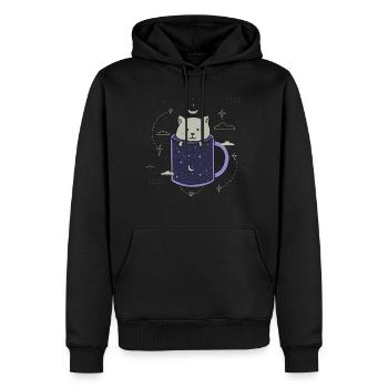 Chat dans une tasse Galaxy - Sweat à capuche Premium bio Homme - noir - Devant - Nico (187cm)