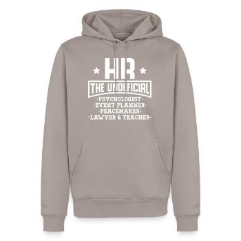 HR The Unofficial - Sweat à capuche Premium bio Homme - taupe - Devant - Nico (187cm)