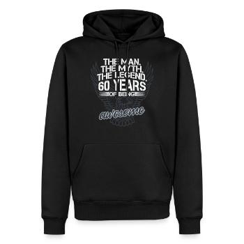 Cadeau pour 60e anniversaire 60 ans de légende - Sweat à capuche Premium bio Homme - noir - Devant - Nico (187cm)