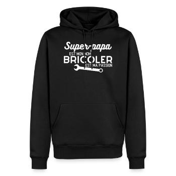 Super papa est mon nom bricoler est ma passion - Sweat à capuche Premium bio Homme - noir - Devant - Nico (187cm)