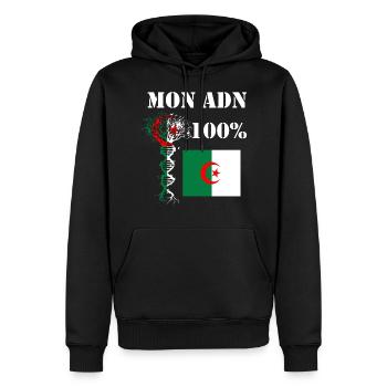 Mon adn 100% Algérienne - Sweat à capuche Premium bio Homme - noir - Devant - Nico (187cm)