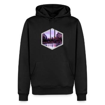 Berg - Männer Premium Bio Hoodie - Schwarz - Vorne - Nico (187cm)