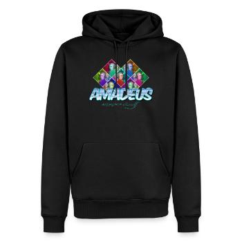 Mozart Pop-Art | Wolfgang Amadeus Mozart Geschenk - Männer Premium Bio Hoodie - Schwarz - Vorne - Nico (187cm)