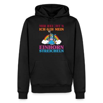 Einhorn streicheln | Fantasy Magic Fabelwesen - Männer Premium Bio Hoodie - Schwarz - Vorne - Nico (187cm)