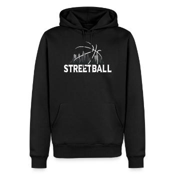 Streetball Skyline - Basket de rue - Sweat à capuche Premium bio Homme - noir - Devant - Nico (187cm)