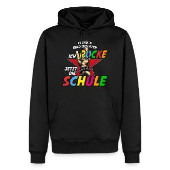 Tschüss Kindergarten ich rocke jetzt die Schule - Männer Premium Bio Hoodie - Schwarz - Vorne - Nico (187cm)