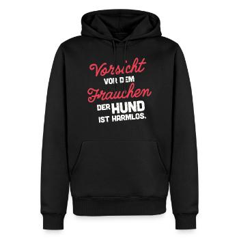 Vorsicht vor dem Frauchen - Männer Premium Bio Hoodie - Schwarz - Vorne - Nico (187cm)