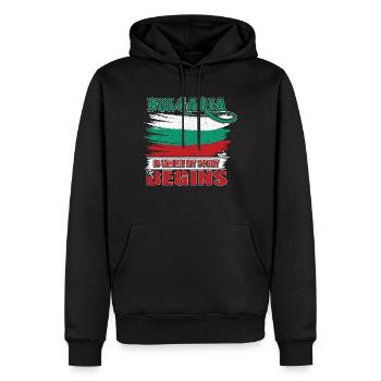 Bulgaria - Men’s Premium Organic Hoodie - black - Front - Nico (187cm)