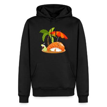 Sushi lustig Nigiri macht Urlaub chillt am Strand - Männer Premium Bio Hoodie - Schwarz - Vorne - Nico (187cm)
